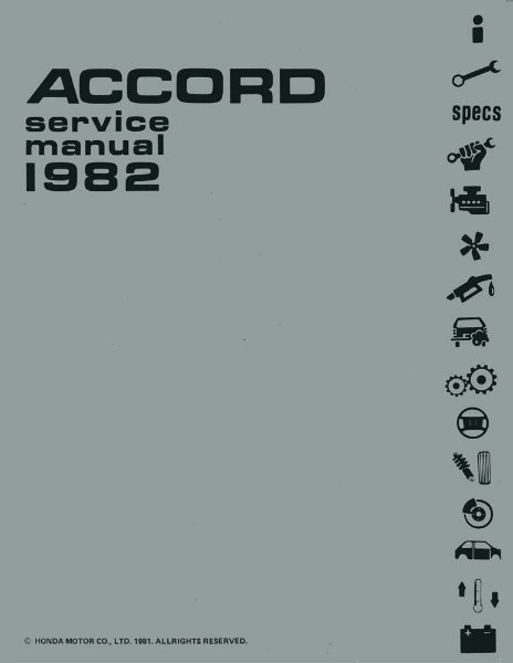 1982 Honda Accord Factory Shop Service Manual