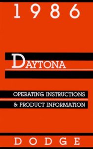 1986 Dodge Daytona Owner's Manual
