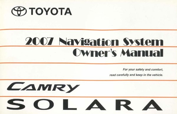 2007 Toyota Camry Solara Owner's Manual