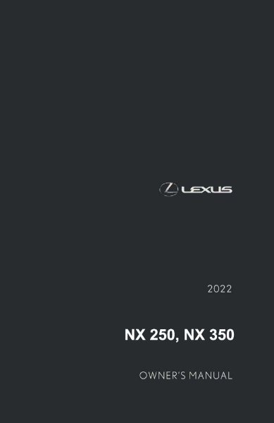 2022 Lexus NX 250, 350 Owner's Manual