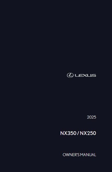 2025 Lexus NX 250, 350 Owner's Manual