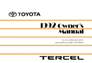 1992 Toyota Tercel Owner's Manual