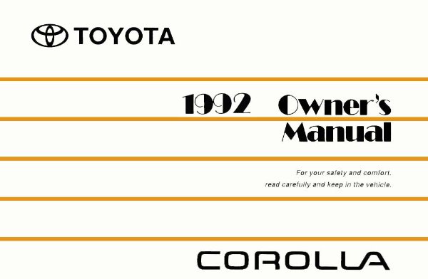 1992 Toyota Corolla Owner's Manual
