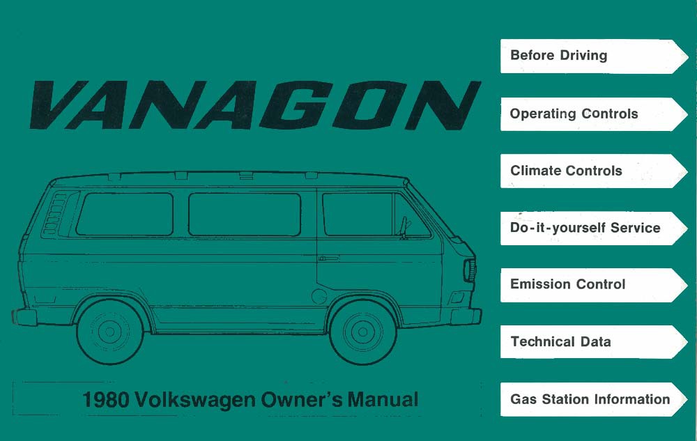 1980 Volkswagen Vanagon Owner's Manual