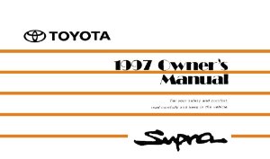 1997 Toyota Supra Owner's Manual