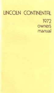 1972 Lincoln Continental Owner's Manual