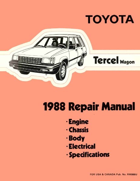 1988 Toyota Tercel Wagon Shop Service Repair Manual