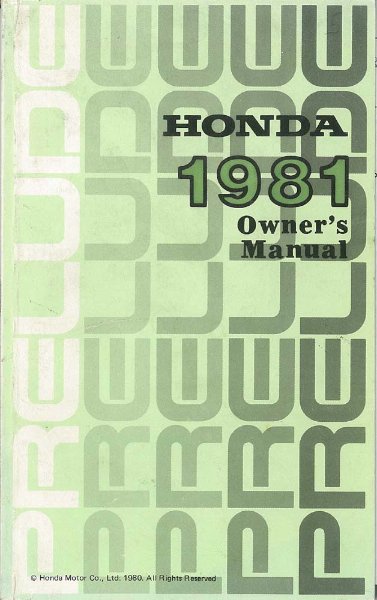 1981 Honda Prelude Owner's Manual