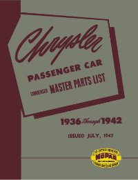 1936 1939 1940 1941 1942 Chrysler Part Numbers Book List Interchange Drawings