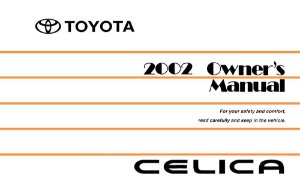 2002 Toyota CELICA Owner's Manual