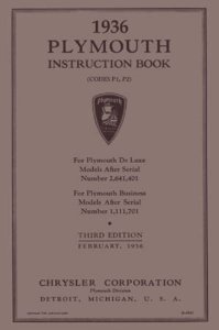 1936 Plymouth P1 Business Line, P2 Deluxe Owner's Manual