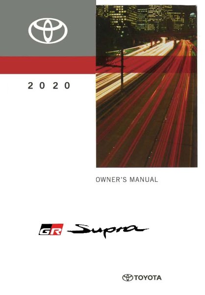 2020 Toyota SUPRA Owner's Manual