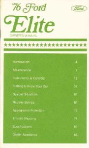 1976 Ford Elite Owner's Manual