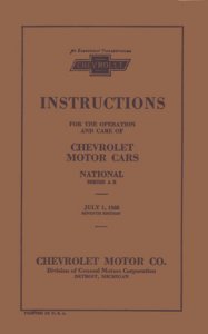 1928 Chevrolet Capitol Truck, National, National Truck Owner's Manual