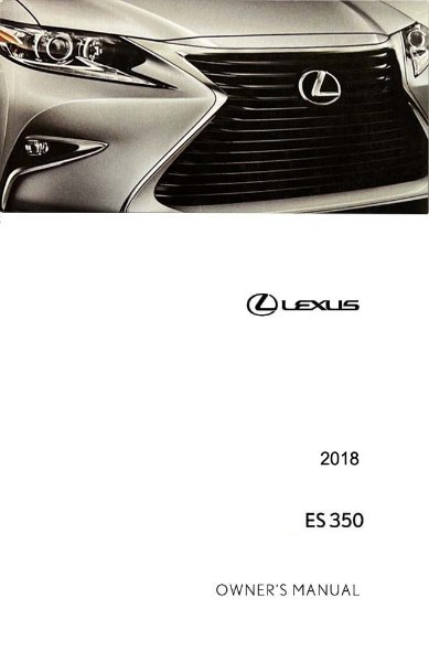 2018 Lexus ES 350 Owner's Manual