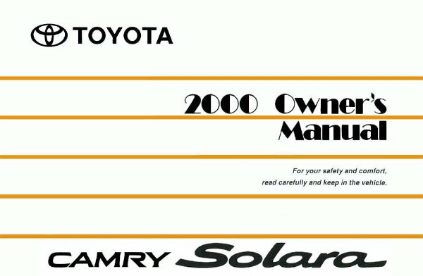 2000 Toyota Camry Solara Owner's Manual