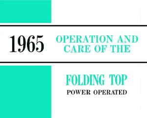 1965 Fisher Convertible Top Owner's Manual