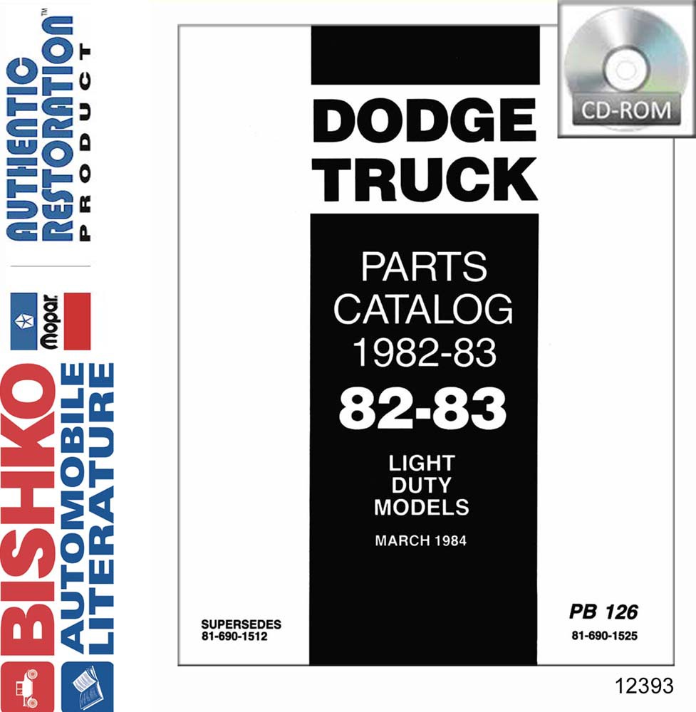 1982-1983 DODGE LIGHT DUTY TRUCK Body & Chassis, Text & Illustration Parts Book