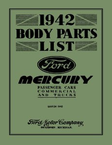 1942 Ford CAR, TRUCK, MERCURY - BODY Parts Book