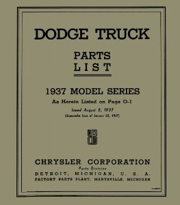 1937 Dodge Deluxe, Truck Parts Book