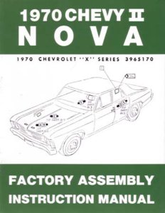 1970 Chevrolet Nova Assembly Manual Book Rebuild Instructions Illustrations