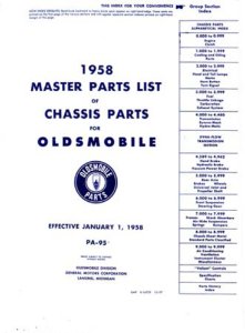 1952–1958 Oldsmobile All Models Parts Book