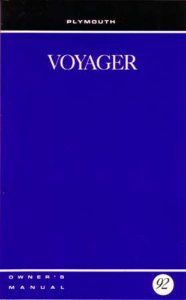 1992 Plymouth Voyager Owner's Manual