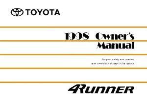 1998 Toyota 4Runner Owner's Manual