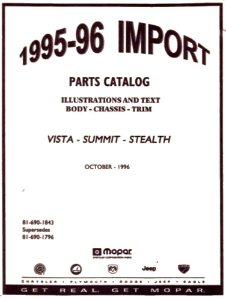 1995–1996 Dodge Stealth, Colt Vista, Eagle Summit Parts Book