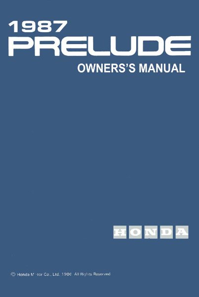 1987 Honda Prelude Owner's Manual