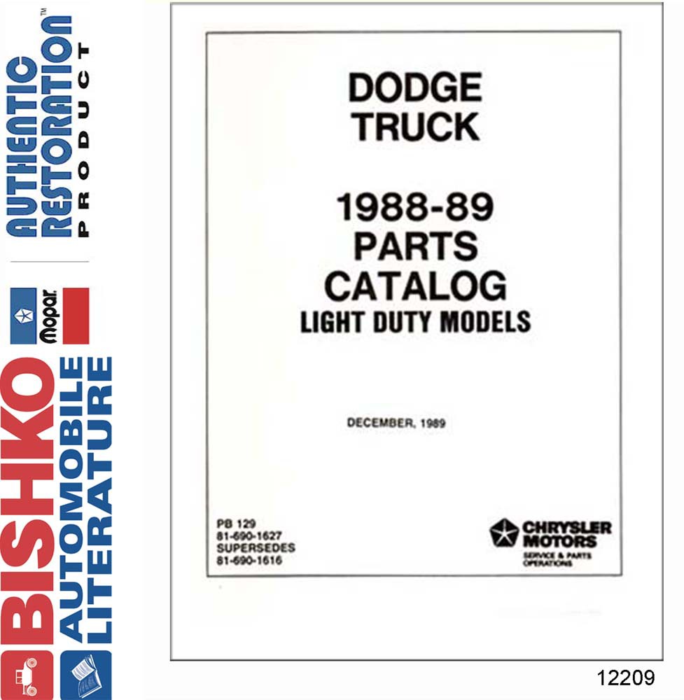 1988-1989 DODGE LT DUTY TRUCK Body & Chassis, Text & Illustration Parts Book
