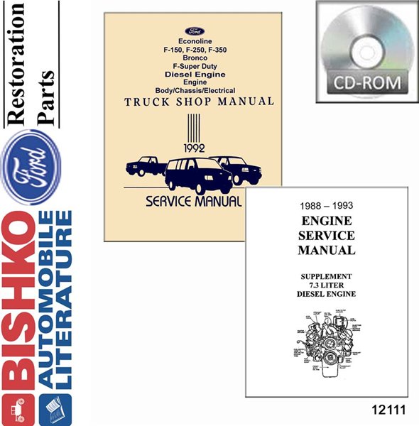 1992 Ford Bronco Econoline F150-F350 F-Super Duty Service PDF w/ Diesel Supp