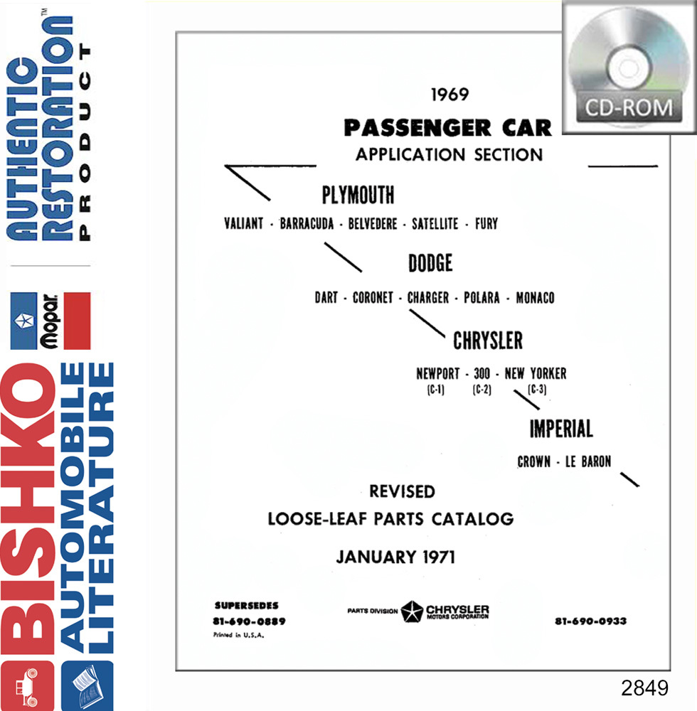 1969 MOPAR (CHRYSLER, PLYMOUTH & DODGE) Body & Chassis, Text & Illustration Part Book