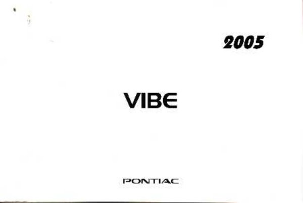 2005 Pontiac Vibe Owner's Manual