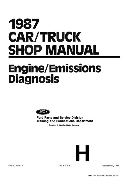 1987 Ford Lincoln Mercury Emissions Diagnosis Procedure Manual