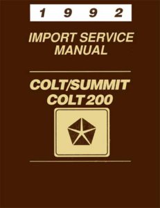 1992 Dodge Colt, Summit Factory Shop Service Manual