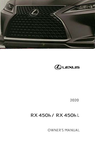 2020 Lexus RX 450H, 450HL Owner's Manual