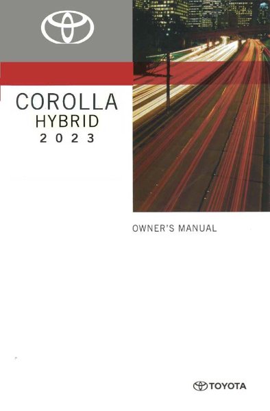 2023 Toyota COROLLA HYBRID Owner's Manual
