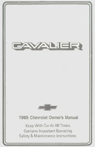 1985 Chevrolet Cavalier Owner's Manual