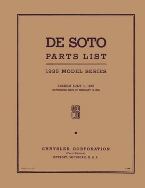 1935 Desoto All Models Parts Book