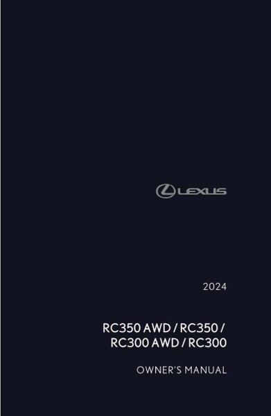 2024 Lexus RC 300, 350 Owner's Manual