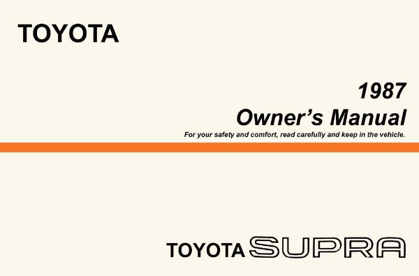 1987 Toyota Supra Owner's Manual