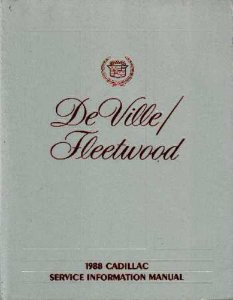 1988 Cadillac Deville, Fleetwood Factory Shop Service Manual