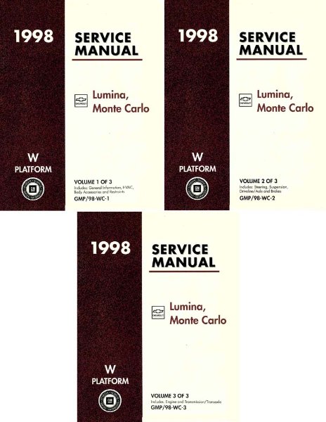 1998 Chevrolet Lumina, Monte Carlo Factory Shop Service Manual