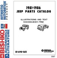 1981-86 JEEP Bocy & Chassis, Text & Illustration Parts Book sample image