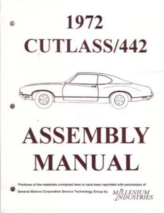 1972 Oldsmobile Cutlass Assembly Manual Book Rebuild Instructions Illustrations