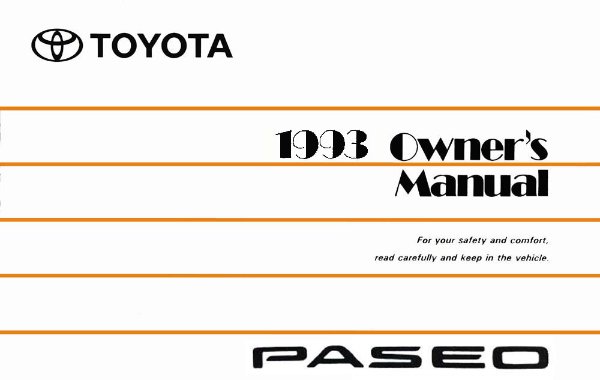 1993 Toyota Paseo Owner's Manual