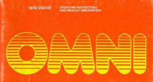 1978 Dodge Omni Owner's Manual