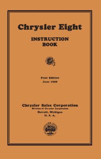 1931 Chrysler Eight Instruction Book Owners Manual User Guide