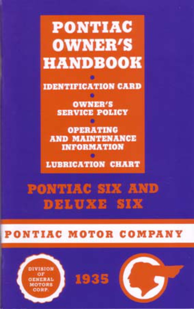 1935 Pontiac Six Deluxe Six Owners Manual User Guide Reference Operator